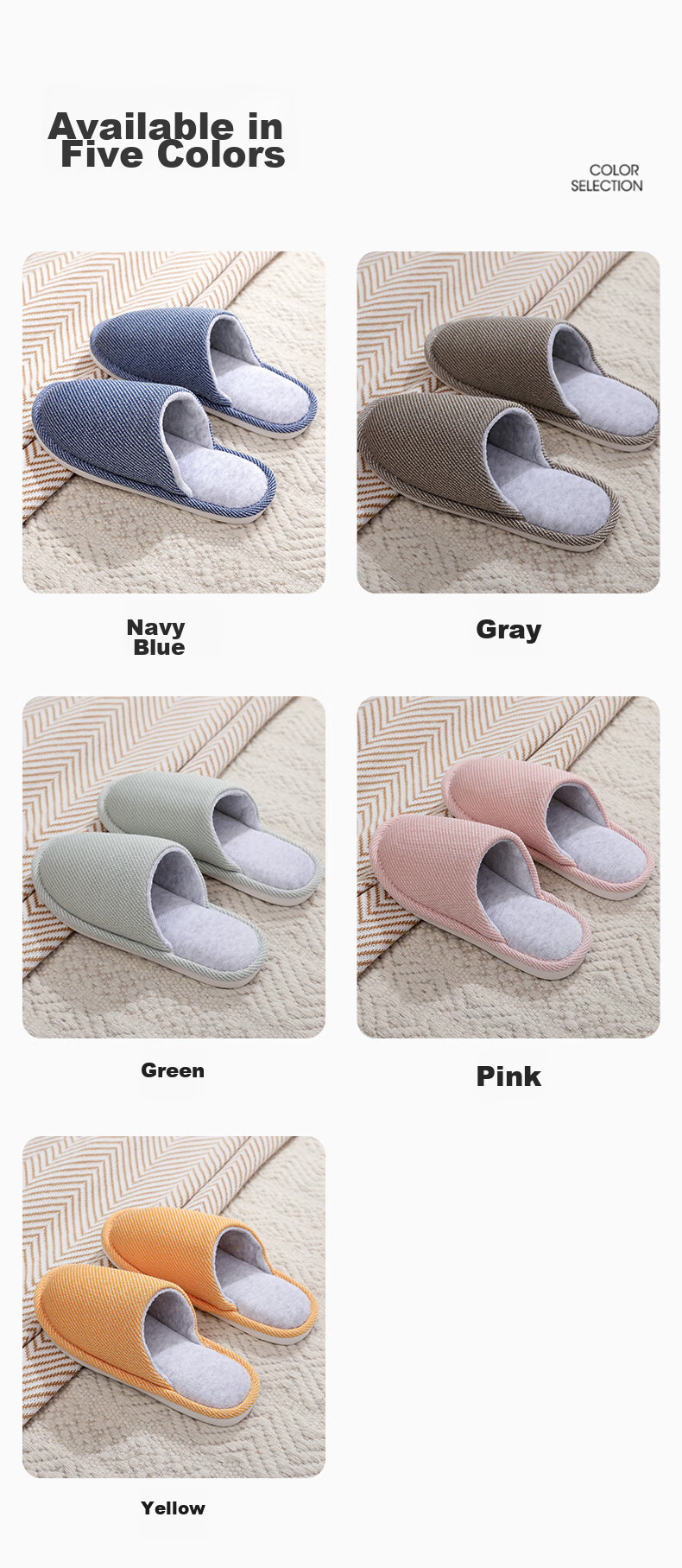 GUOLUOFEI Japanese-Style Large Size Cotton Slippers for Men And Women, Spring Autumn Winter Indoor Home Wooden Floor Couple Warm Slippers, Green, Size 36-37 6