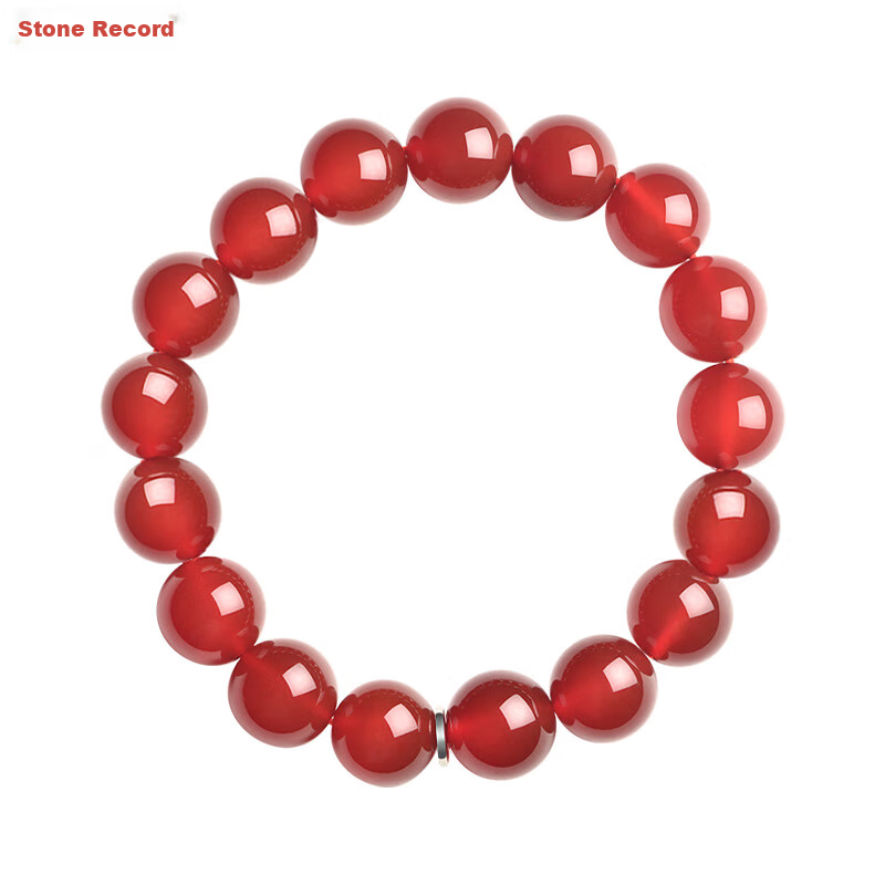 Istone Red Agate Bracelet, Couple's Beaded Bracelet, 12mm, New Chinese Style, Birthday Gift for Girlfriend