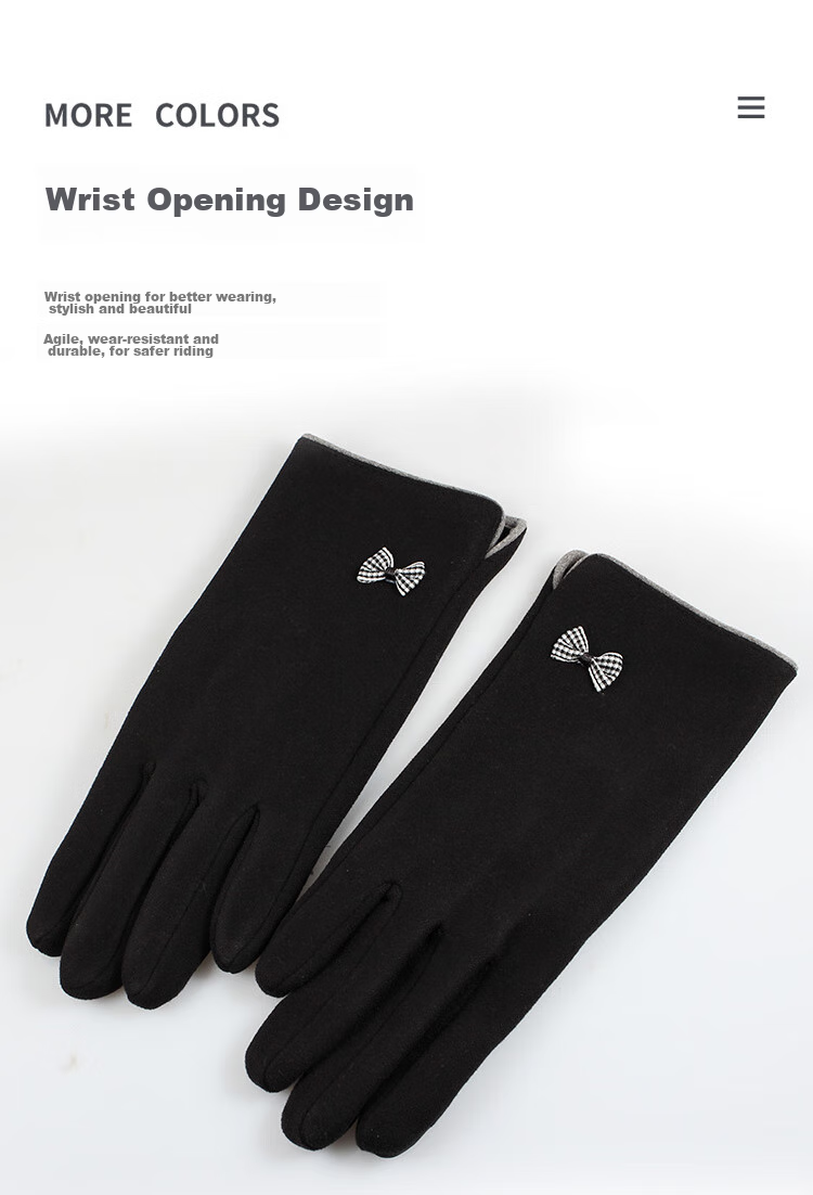 Huojuren Women's Gloves, Cold-Resistant And Warm Gloves, Touchscreen Compatible Electric Vehicle Gloves, Driving Gloves H3043 Black 4