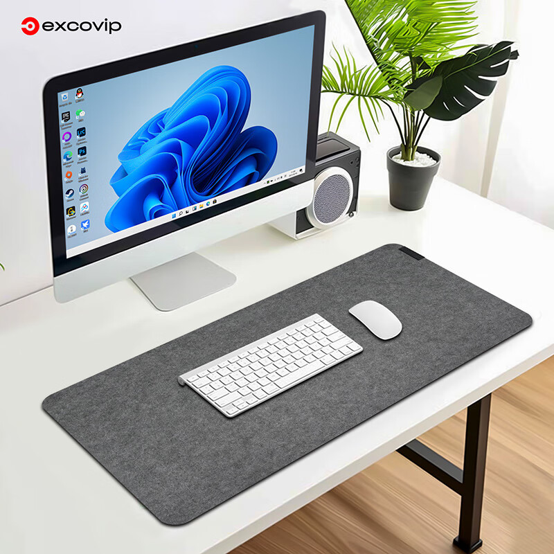 EXCO Mouse Pad, Felt Desk Mat, Extra Large 1000*500mm, Computer Desk, Office Gaming Keyboard Pad, Wear-Resistant, Non-Slip, Rubber Bottom, Thickened Wool Needle Desk Mat, Dark Gray 0248 7