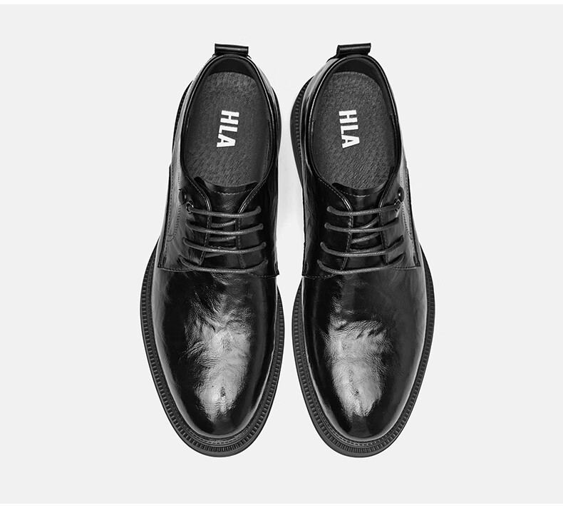 HLA Men's Leather Shoes, Trendy Business Formal Wear, Height-Increasing Derby Shoes HAAPXM4DAO286, Black Heightening, Size 38 29