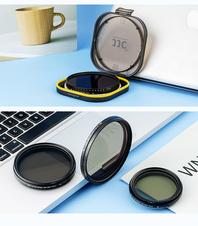 JJC [11 Adjustable Stops] ND Filter 55mm Neutral Density Filter ND2-2000 Variable, Suitable for Canon R10 R7 Nikon Sony A7m4/m3 A6700 Fuji X-Tonle 16