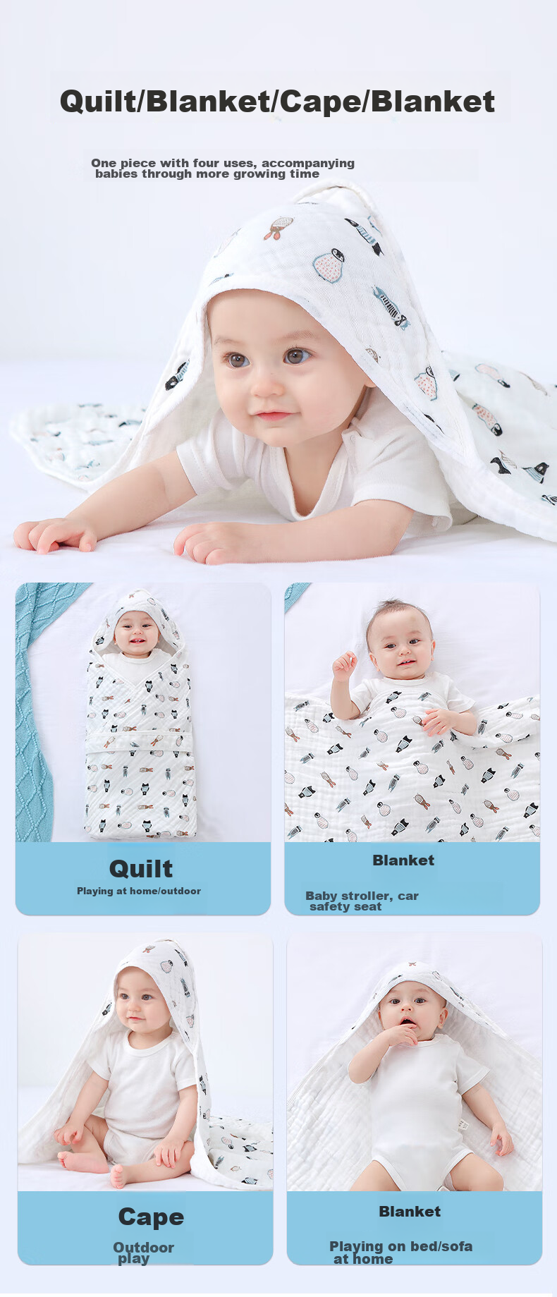 Tongyan Baby Swaddle Blanket, Newborn Anti-Startle Swaddling Cloth, Class A Pure Cotton Gauze, Baby Delivery Room Summer Wrap Blanket 11