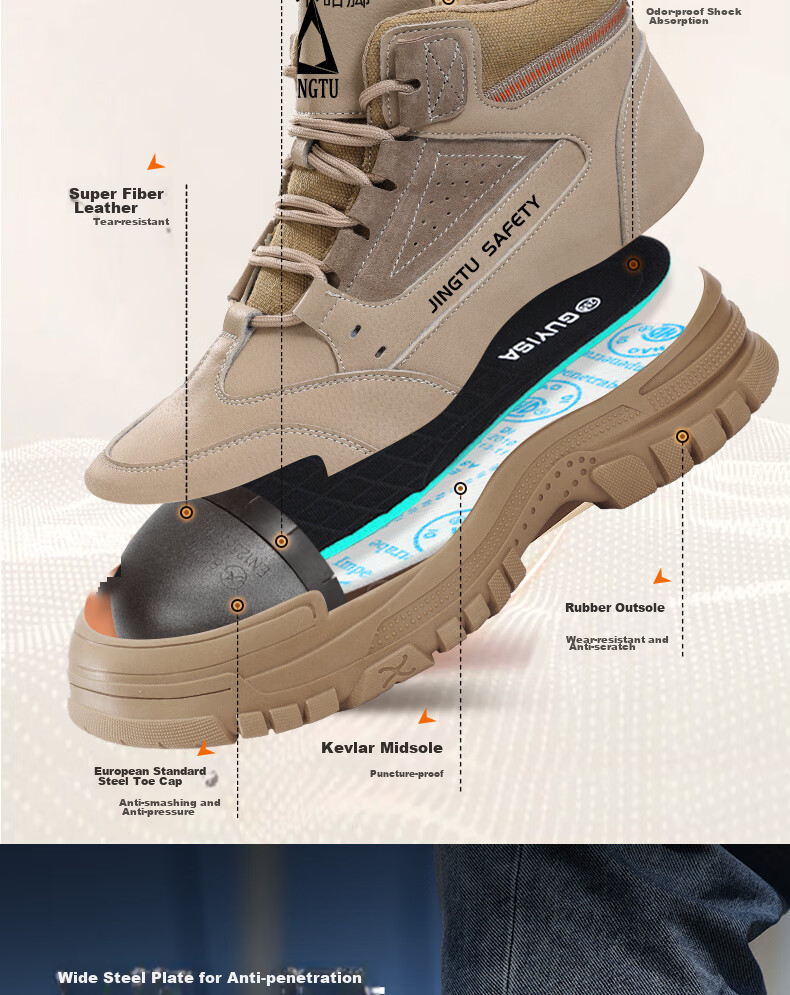 Jingtu High-Top Safety Shoes for Men, 10KV Insulated, Electrician Anti-Smashing Puncture-Resistant Safety Functional Shoes E3087-J Size 43 3