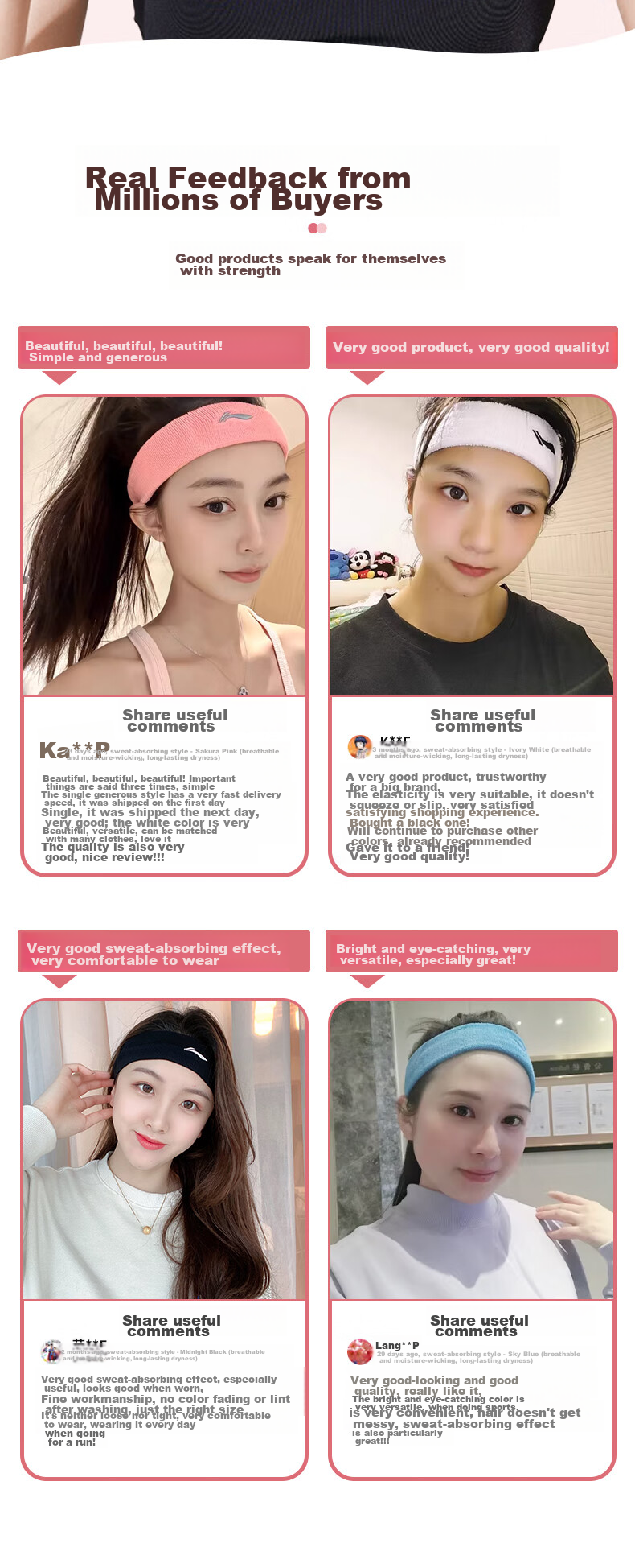 Li-Ning Sports Headband for Men And Women, Sweat-Absorbing Sweat-Wicking Headband for Running, Yoga, Dance, Basketball Hair Tie Headband 5