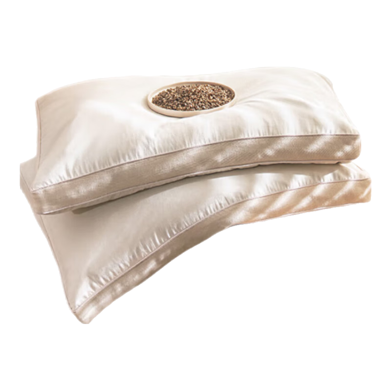 JD Jingzao Classic Buckwheat Pillow 100% Buckwheat Hull Filling Breathable Adjustable Height Herbal Pillow Core Single Pack