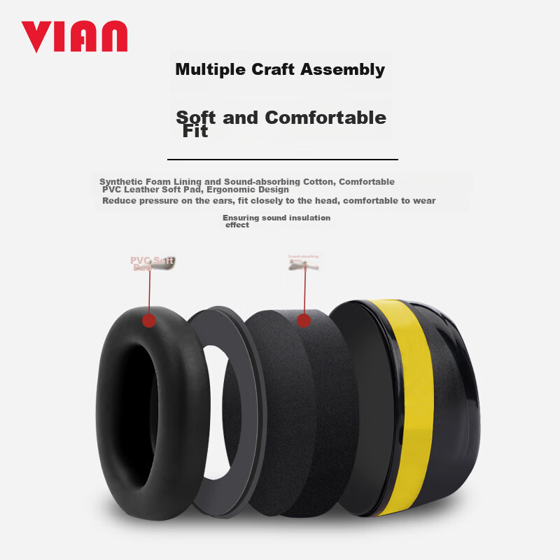 VIAN Soundproof Earplugs, Noise Reduction Sleep Aid, Noise Cancellation, Industrial Noise Reduction, Anti-Interference Headphones, 10534 Earplugs