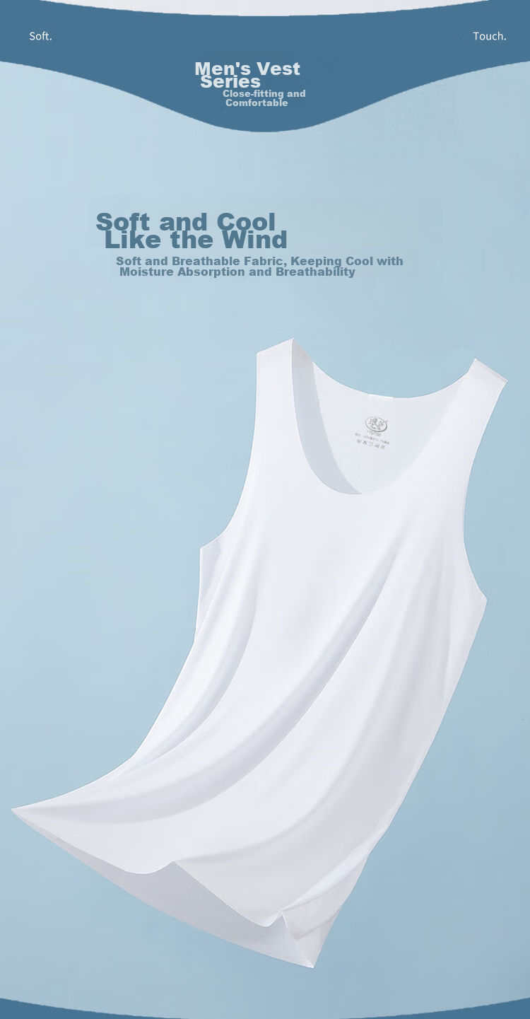 LangSha Men's Tank Top, Summer 7A Antibacterial Ice Silk Seamless Modal Thin Sleeveless Athletic Undershirt 6