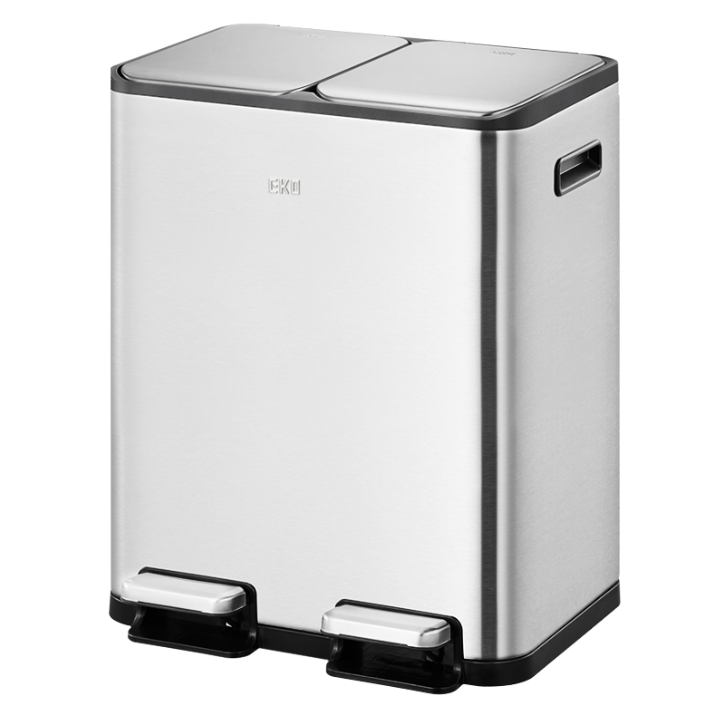 EKO 15L+15L Pedal Trash Bin Stainless Steel Commercial Large Covered Waste Bin for Office Hotel Bathroom Kitchen EK9129