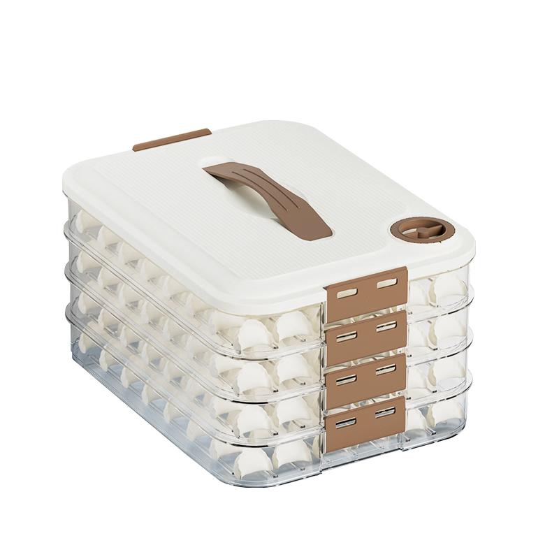 JD Jingzao Dumpling Refrigerator Storage Box Food Contact Grade Dumpling Wonton Freezer Storage Box (Four Layers Four Lids)