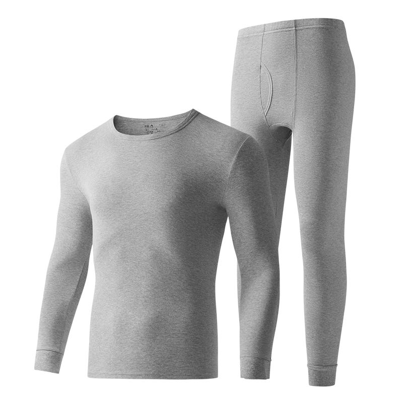 HLA Men's Autumn Underwear Set, Pure Cotton 210g 10A Antibacterial Anti-Mite Anti-Static Thermal Underwear Thin Warm Inner Wear