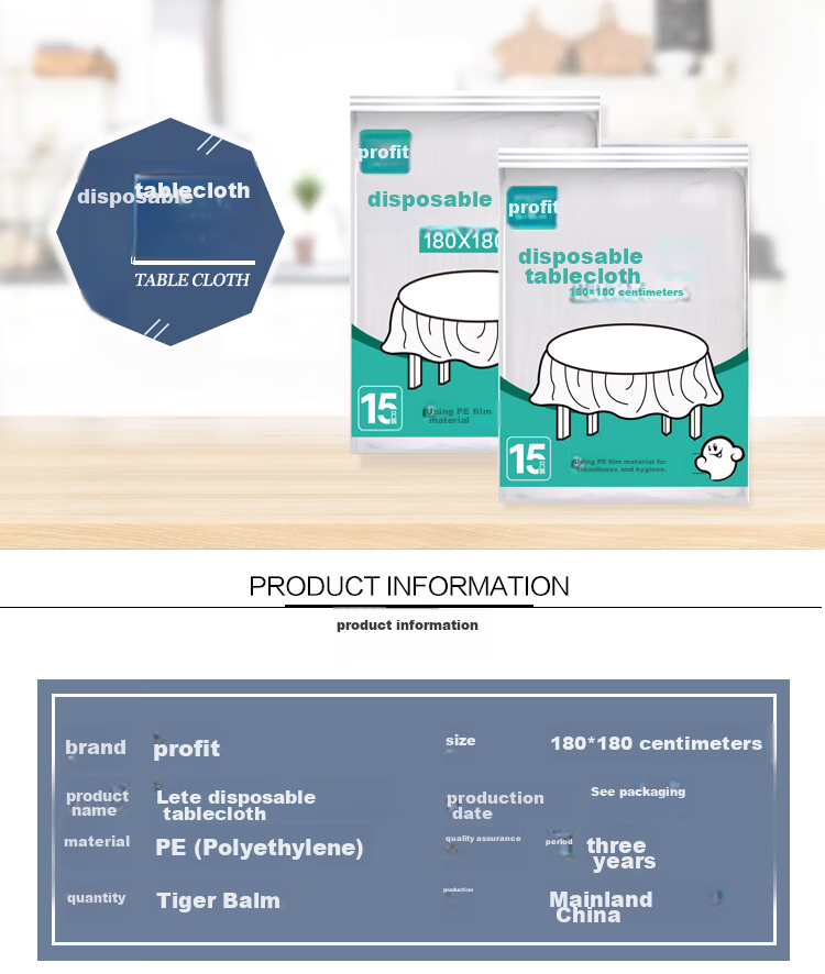Lide Disposable Thickened Tablecloth, 180cm*180cm*15 Pieces, Large Size, White 2