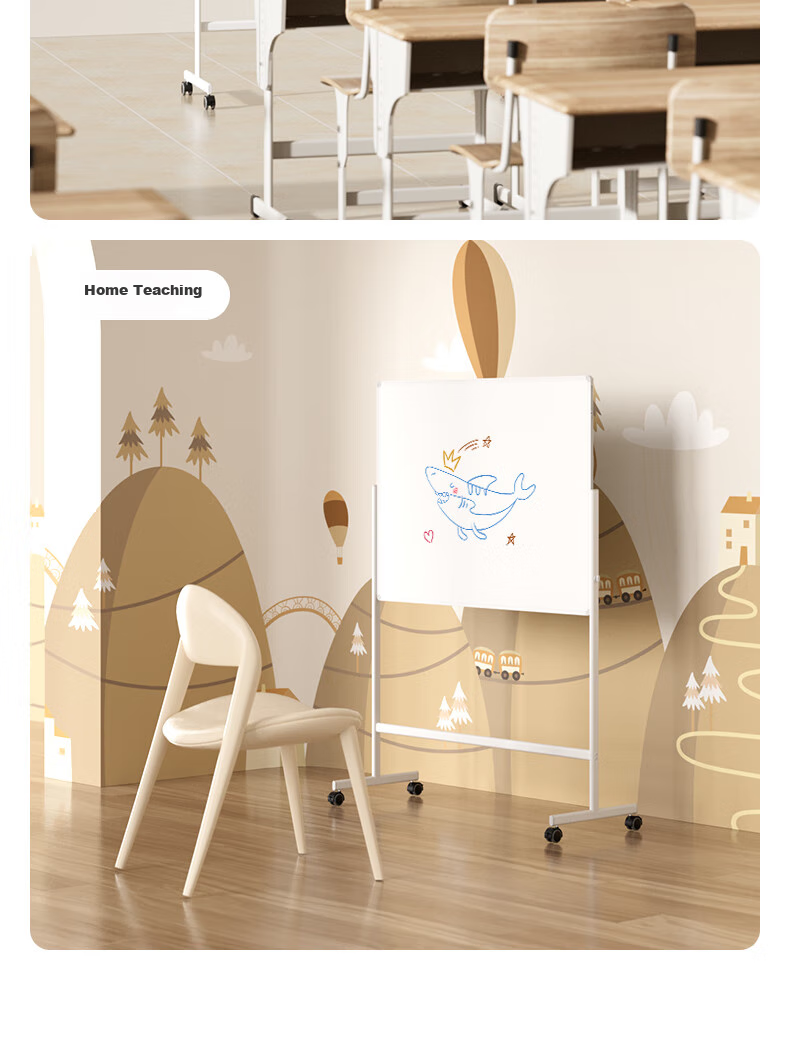 Deli 120*90cm Whiteboard Writing Board, Double-Sided Mobile Drawing Board with Green Board Stand for Office Meetings, White And Green Board for Children's Learning, Portable Small Blackboard for Home Teaching 12
