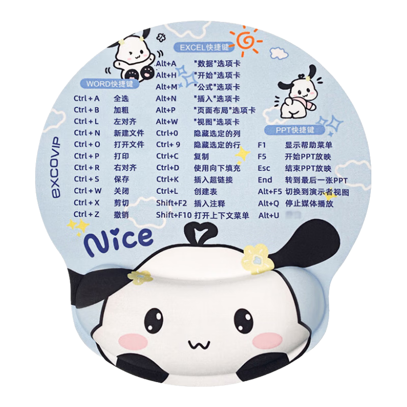 EXCO Puppy Quick-Access Mouse Pad Wrist Rest Large Size for Office And Gaming Cute Cartoon Anime Style Men's Laptop Keyboard Pad Thick Silicone Cushion 0195