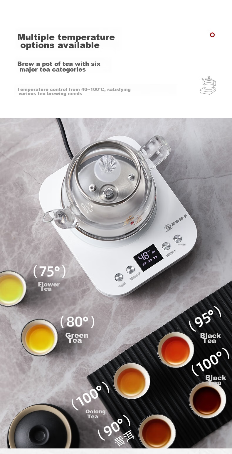 FUNORK Fully Automatic Electric Kettle with Water Pump, Glass Water Boiler for Tea Table, Integrated Tea Table And Coffee Table, Heat Preservation Tea Brewing Set, Electric Tea Stove RY-D2 White 1L 11