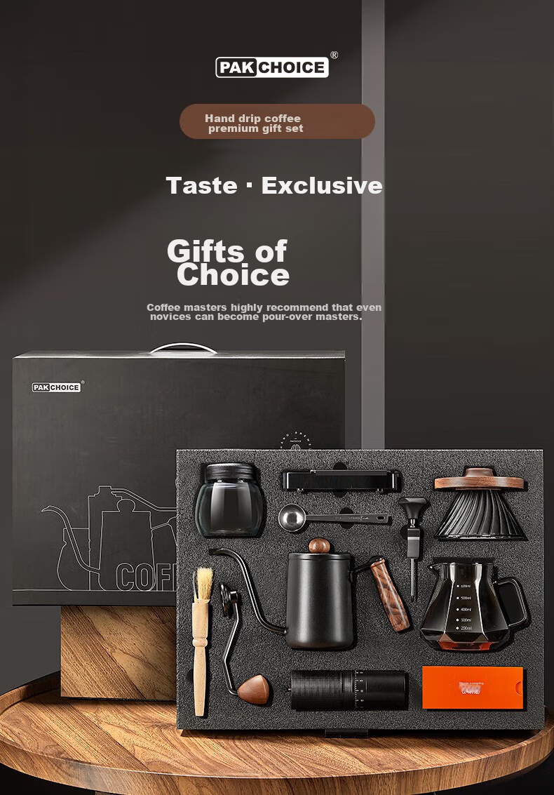 TEOTM Pour-Over Coffee Maker Set, Hand Grinder Coffee Machine, Manual Bean Grinder Set, Home Use Pour-Over Coffee Equipment Gift Box Set 1