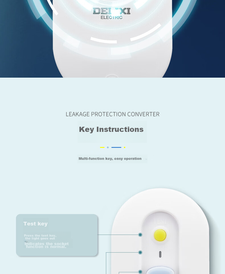 DELIXI Leakage Protector Plug, Wiring Anti-Leakage Plug, Leakage Protector, 10A, Self-Wiring Required, No Switch 14