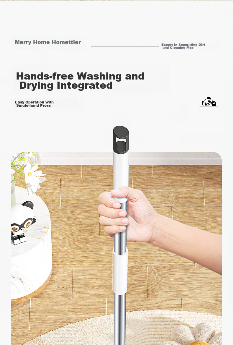 HoMettler Clean And Dirty Separation Rotary Mop, 3 Mop Pads for Home Use, Hands-Free Cleaning, No Washing Required, 2026 Lazy Person's Flat Mop with Bucket 10