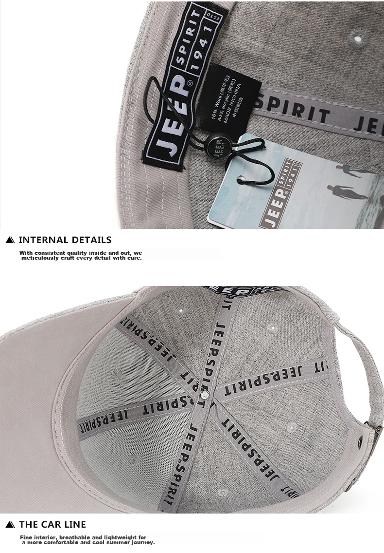 JEEP Baseball Cap for Men And Women, Fashionable All-Season Visor Hat, Sun Protection Hat, Casual Versatile Sun Hat 16