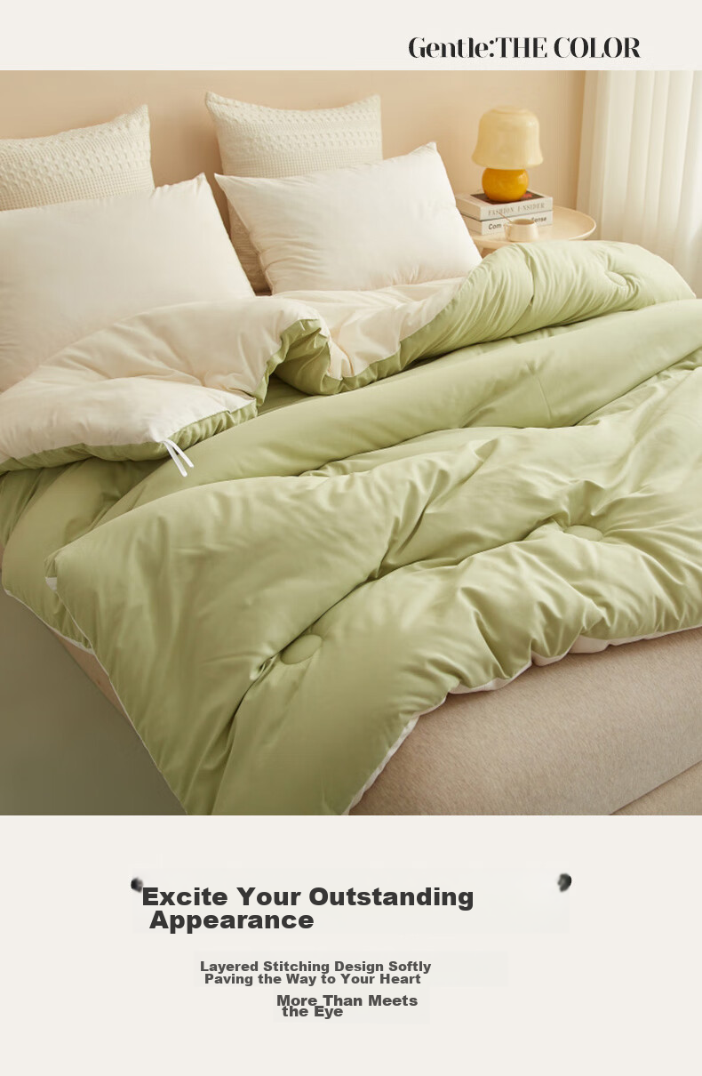 Grace Fiber Comforter Duvet Insert Thickened Double-Size All-Season Comforter Winter Quilt 6 Jin (3 Kg) 200*230cm Milk White Gree 9