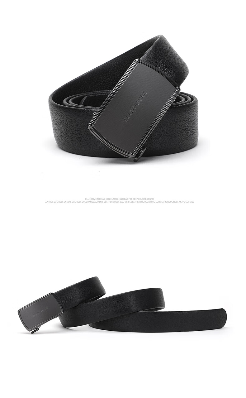 ELLE HOMME Men's Belt, Business Fashion Automatic Buckle Waistband, Top-Grain Leather Trouser Belt for Men, Birthday Gift for Boyfriend 8