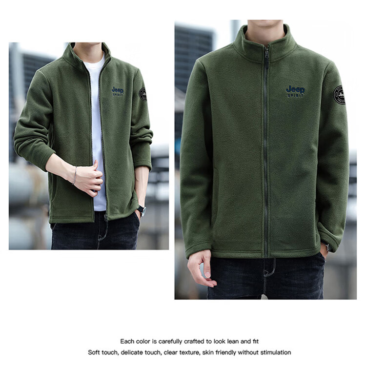 JEEP SPIRIT Men's Jacket, Zip-Up Sweatshirt, Autumn Menswear, Long-Sleeved Loose Casual Trendy Fleece Clothing 11