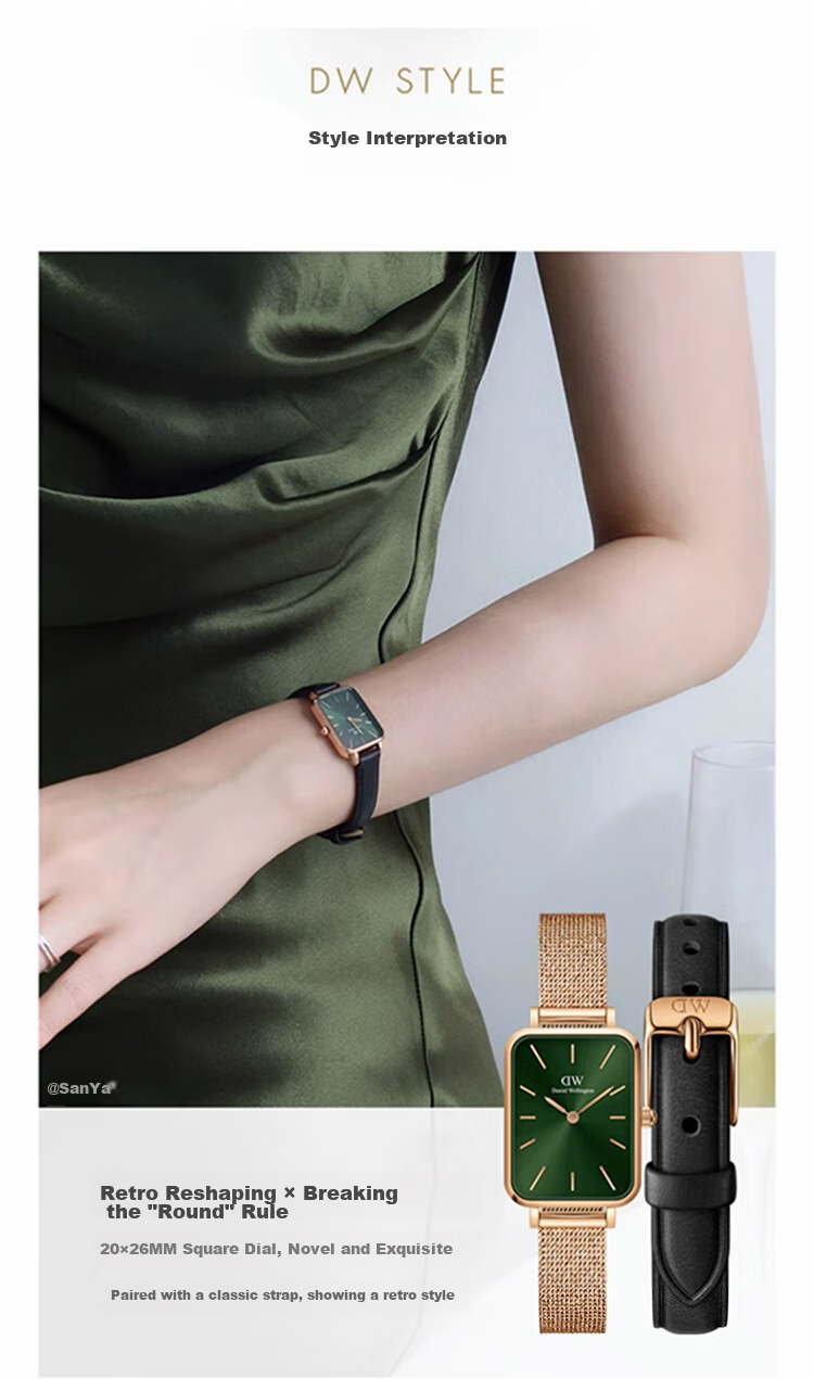 DanielWellington DW Ladies Wristwatch, Vintage Small Green Watch, Watch Strap Set, Quartz Niche Luxury, Birthday Gift for Girlfriend 4
