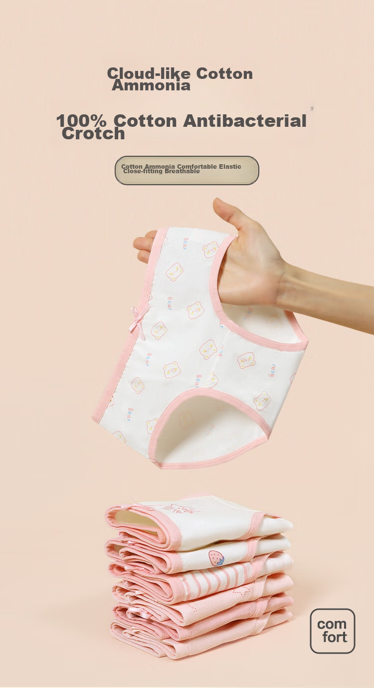 Hodohome Children's Underwear, Girls' 3A Grade Antibacterial Crotch Triangle Panties, Girls' A-Class Cotton-Spandex High-Elastic Cartoon Shorts, 318 160 1