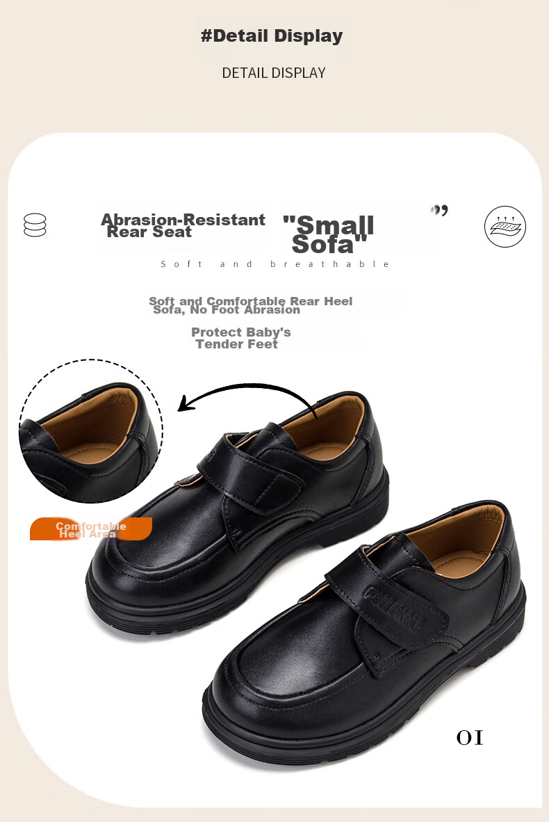 Follow Me Leather Shoes for Boys And Girls, Comfortable Breathable Shoes for All Seasons, British Style Formal Shoes for Children's School Performances, Black, Size 31 5