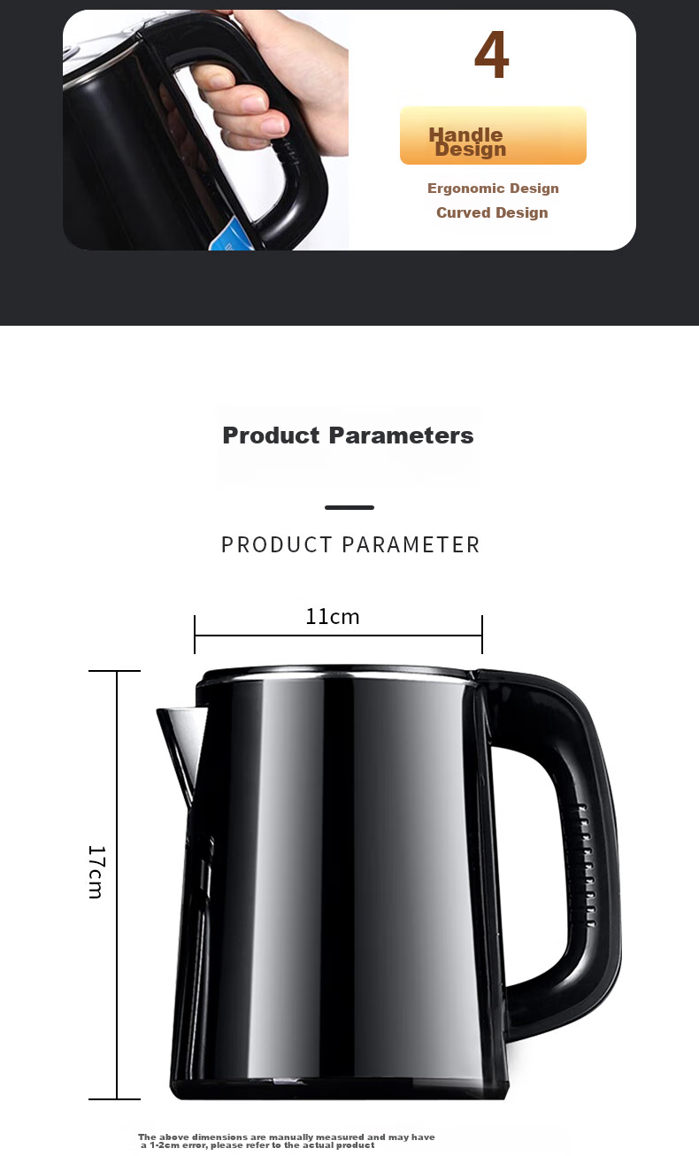 Jingwanhui Tea Bar Machine Accessory, Kettle, 304 Stainless Steel Electric Kettle, Specialized for Tea Stove Pot, Short Spout Kettle, 0.8 Liter, Matte Black W816 9