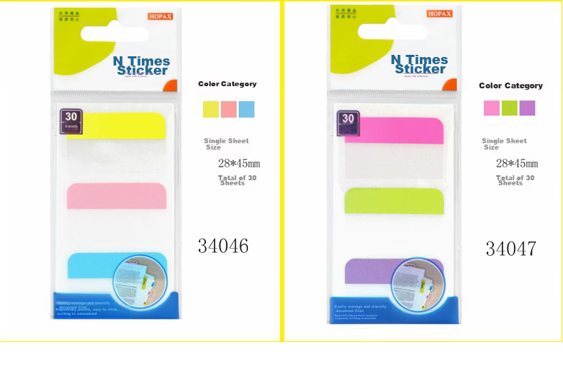 STICKN Fluorescent Index Labels Sticky Notes Classification Paper Organizer 28*25mm, Easy-To Paper Tags, 192 Pieces, 6 Colors, 38008JD 4