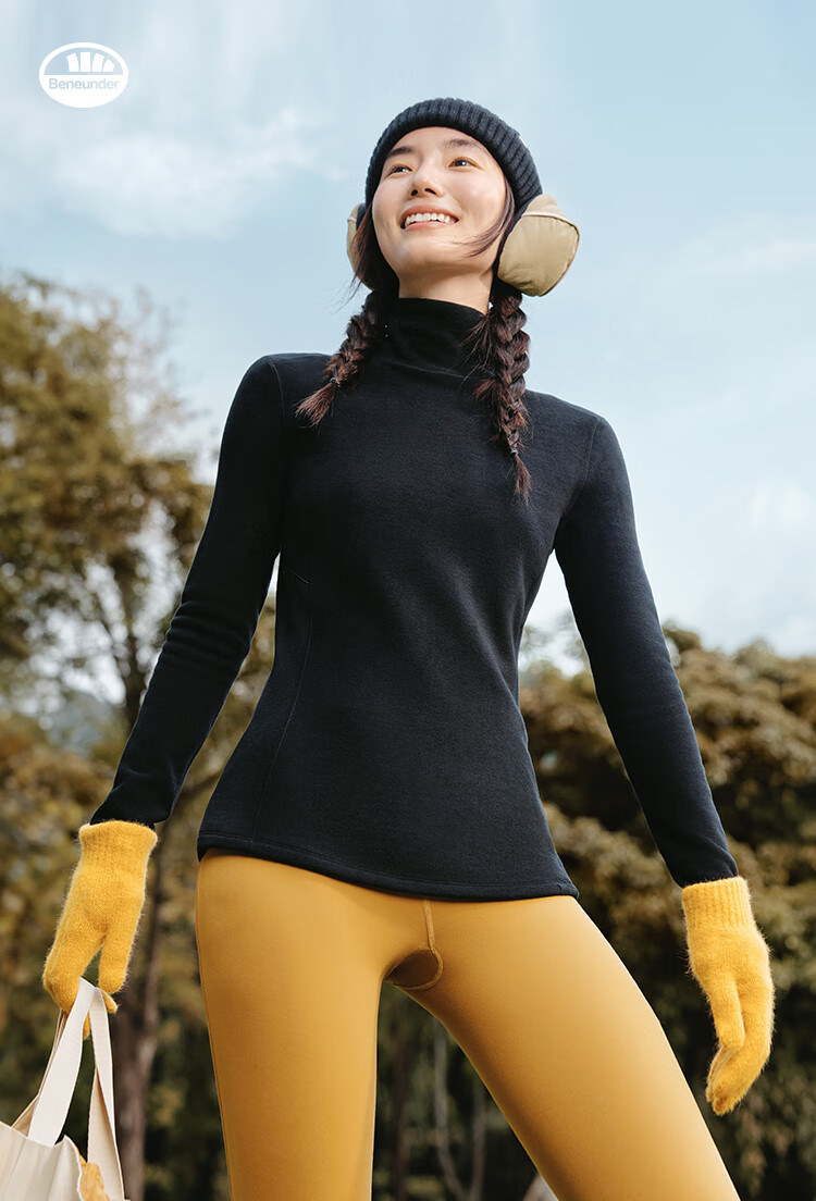 Beneunder Fleece Base Layer, Turtleneck, Autumn And Winter Warmth, Slim Fit, Elastic Inner Wear, Women's Top PM003 3