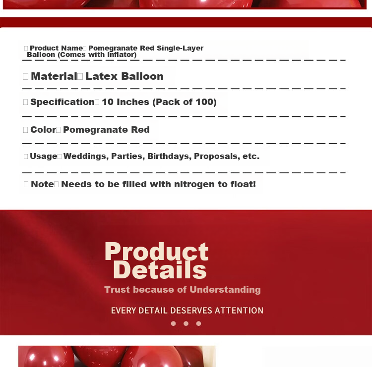Abaoli Wedding Balloons, Wedding Scene Decoration, Birthday Backdrop, Proposal Decoration, Red Balloons, Complete Wedding Supplies 7