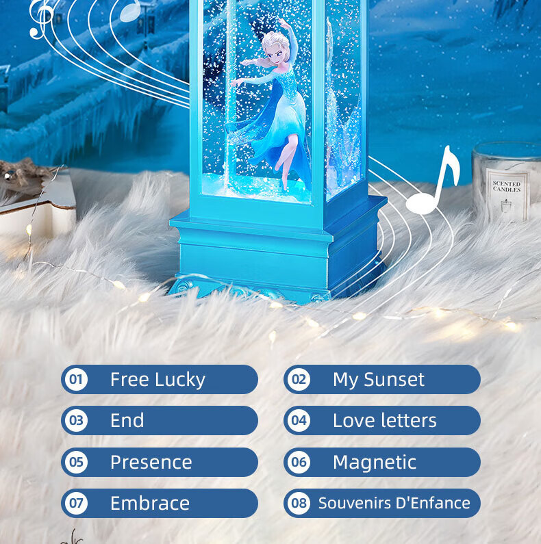 Disney Frozen Elsa Princess Musical Music Box Crystal Ball for Girls Aged 7-14, Children's Birthday Gift Wind Lamp Elsa 13
