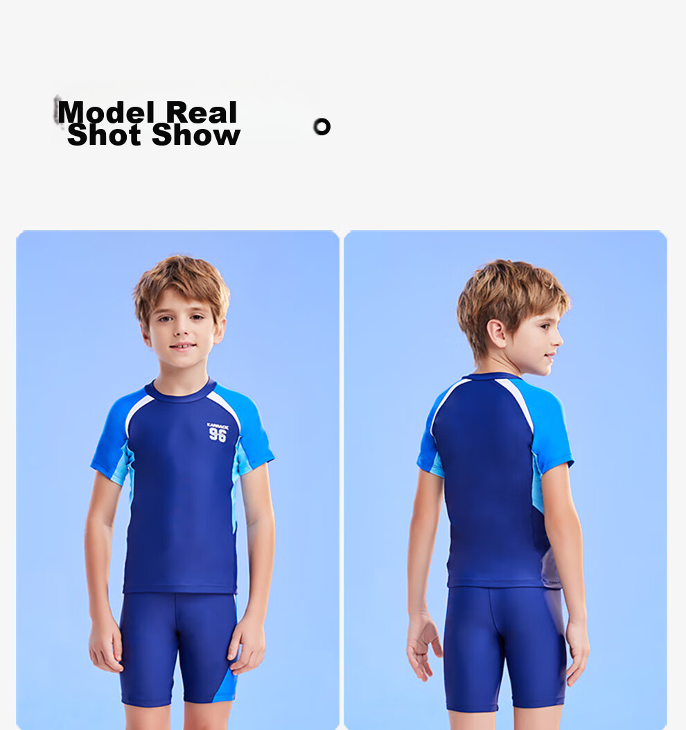 ZOKE Children's Swimwear, Student Sun Protection, Boys' Two-Piece Short-Sleeve Shorts, Beach Water Play Swimsuit, 119503503 9