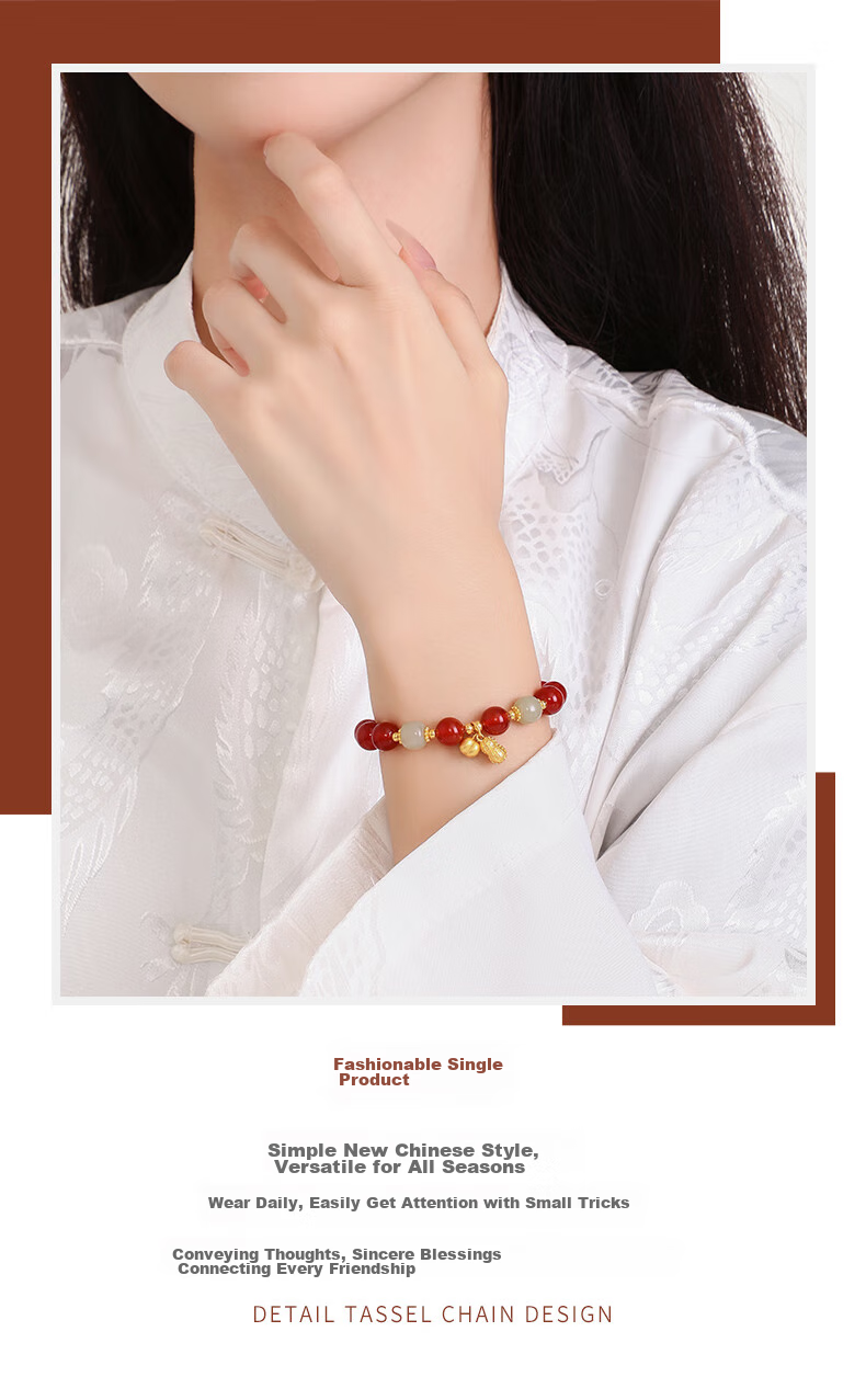 CHOW TAI SENG, Good Things Happen Red Agate Bracelet Silver Bracelet for Women, 2026 New Style, Zodiac Year Gift for Ladies, Birthday Present 7