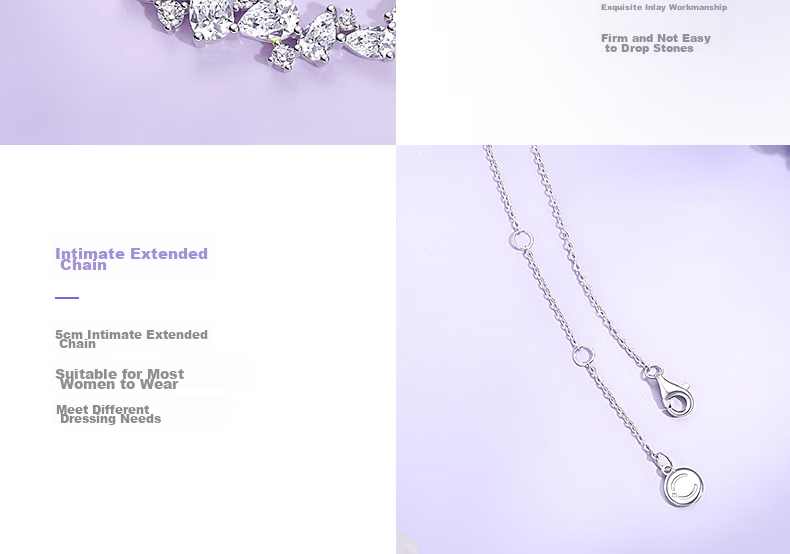 Fanci Wisteria Flower Smile Necklace Purple Women's Silver Bracelet, Luxurious High-End Birthday Gift for Wome 14