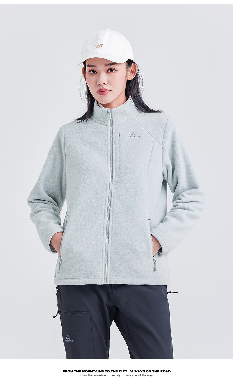 Pioneer Camp Outdoor Stand-Collar Fleece Jacket for Women, Autumn And Winter Plush Lining Fleece Coat, Windproof Warm Cardigan Inner Layer 18