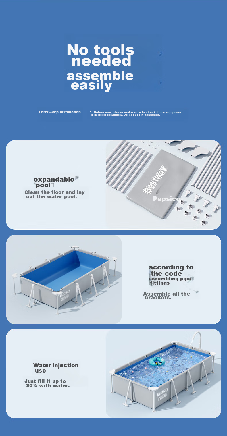 Bestway Folding Frame Swimming Pool, No Inflation Required, Thickened And Durable, Puncture-Resistant, with Repair Patch Included, 1.2 Meters, 561MG 12