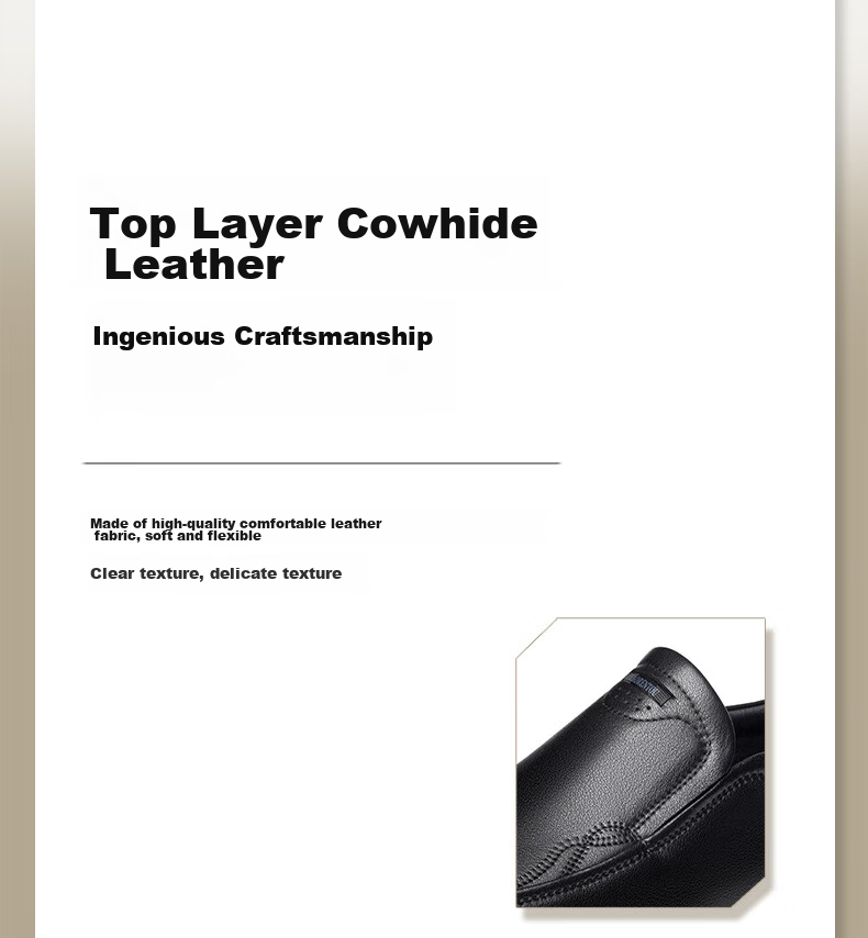 LAORENTOU Business Casual Leather Shoes for Men, Spring And Autumn Breathable Cowhide Formal Wedding Dad Shoes, LA11393 Black, Size 38 7