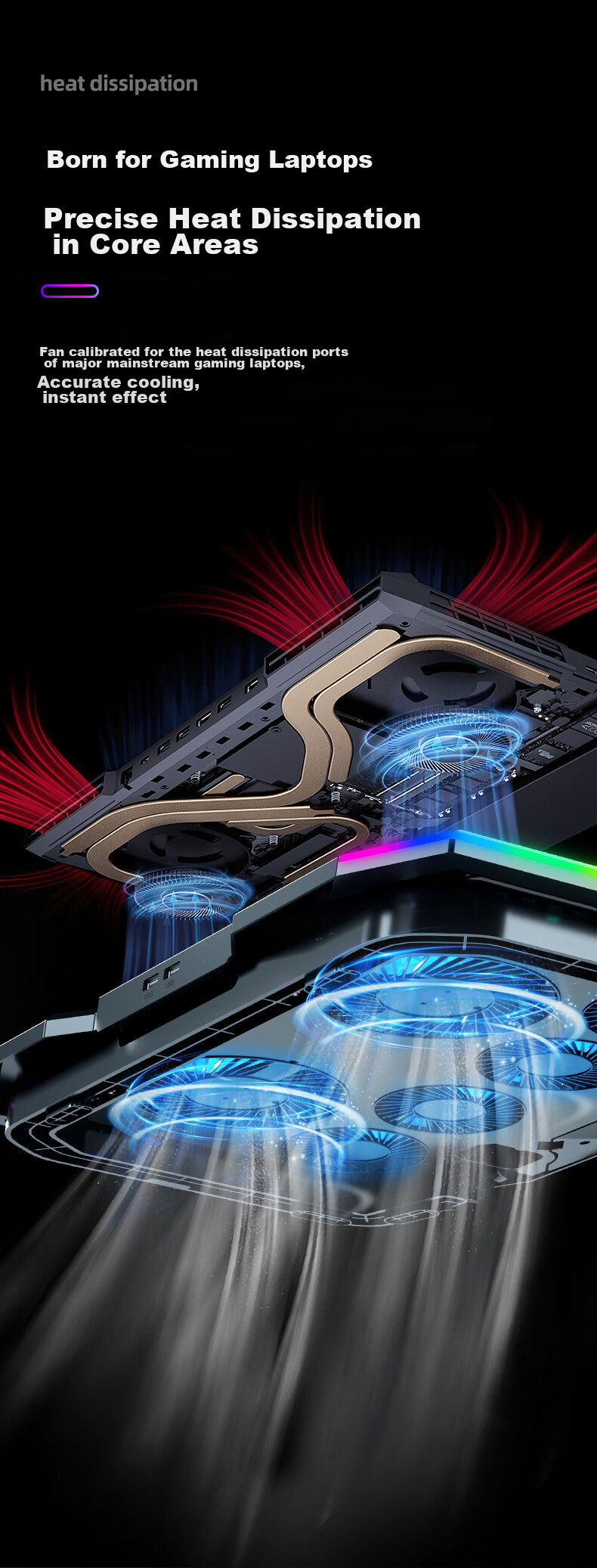 ICE COOREL K9 Pro Laptop Cooling Pad, Computer Desk Riser Stand, Gaming Laptop Cooling Base with USB 3.0 Port And RGB Lighting, Suitable for Lenovo Legio 3