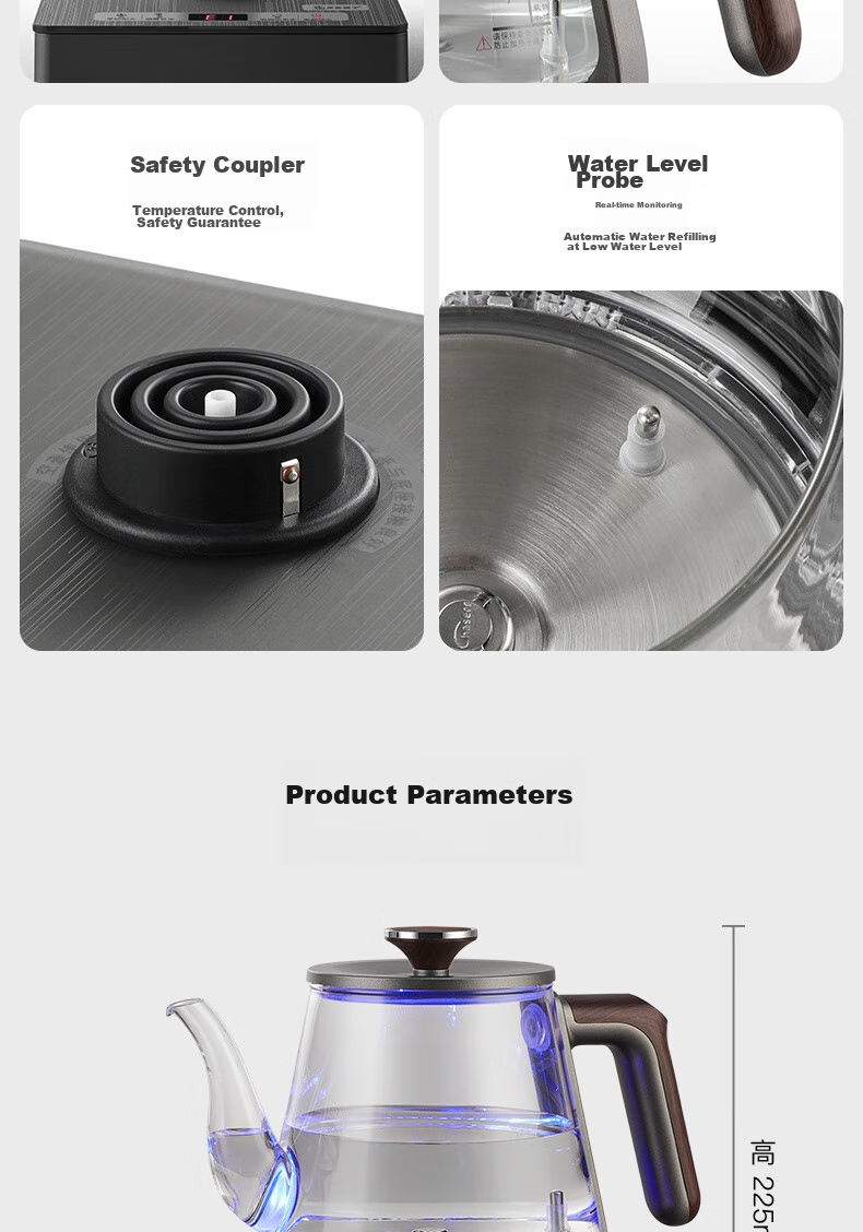 FUNORK Fully Automatic Electric Kettle with Water Pump, Glass Water Boiler for Tea Table, Integrated Tea Table And Coffee Table, Heat Preservation, Tea Brewing Utensils, Electric Tea Stove RY-D3 18