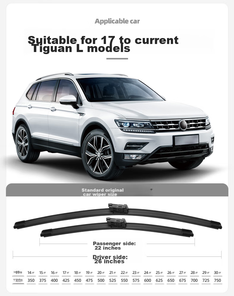 Deyun SAIC Volkswagen Tiguan L New Energy Front Windshield Wiper Blades, Original Factory Equipment, for 2017-2024 Models, Front + Rear Wiper Set 4