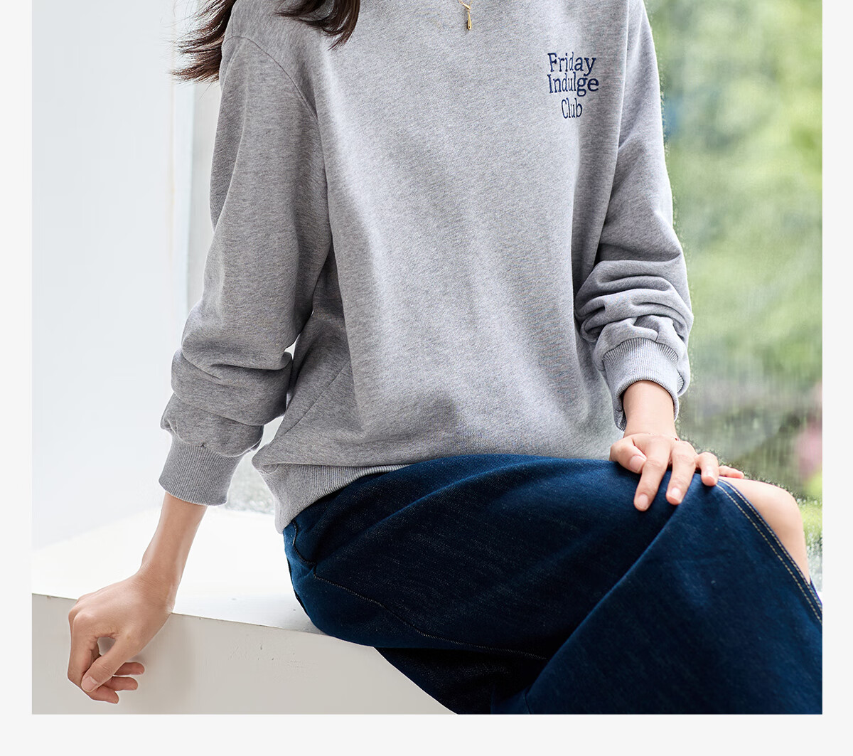 Chushen Spring and Autumn Crew Neck Sweatshirt Women Wilderness Mallard Casual Letter Embroidery Long Sleeve Top S143W1009 1