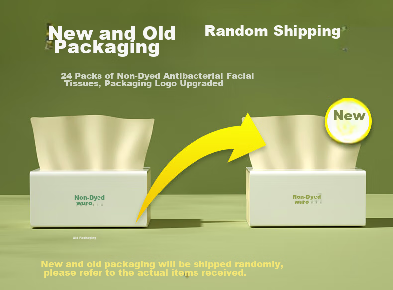 Wuro Natural Color Facial Tissues, Bamboo Pulp Paper, 4-Ply, 115 Sheets*20 Packs, XL Size, Large-Size Tissues, Toilet Paper, Napkins, Whole Box 1