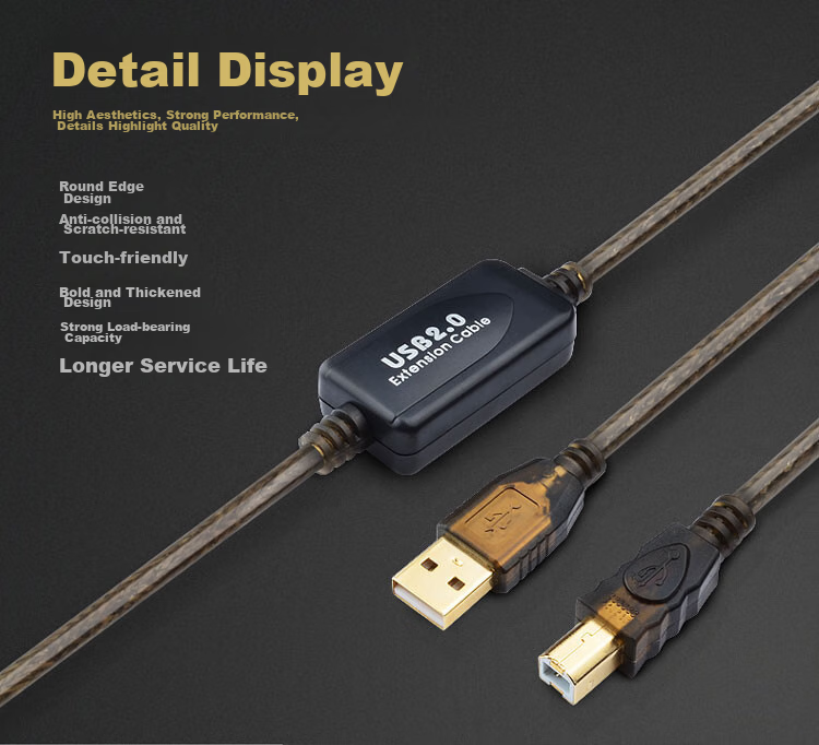 MM USB Printer Cable, 10 Meters, for HP, Canon, Epson Printers, Data Cable, Computer to Printer Connection Cable, USB 2.0 Square Port Extension Cord M-UB010 1