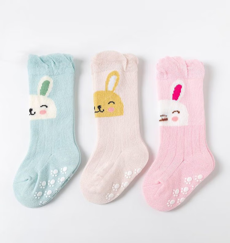 9I9 Baby Socks, Spring Autumn Winter Mid-Calf Socks, Non-Slip Newborn Children's Floor Socks, Loose Top, 3 Pairs, 0-1 Year Old, A371 14