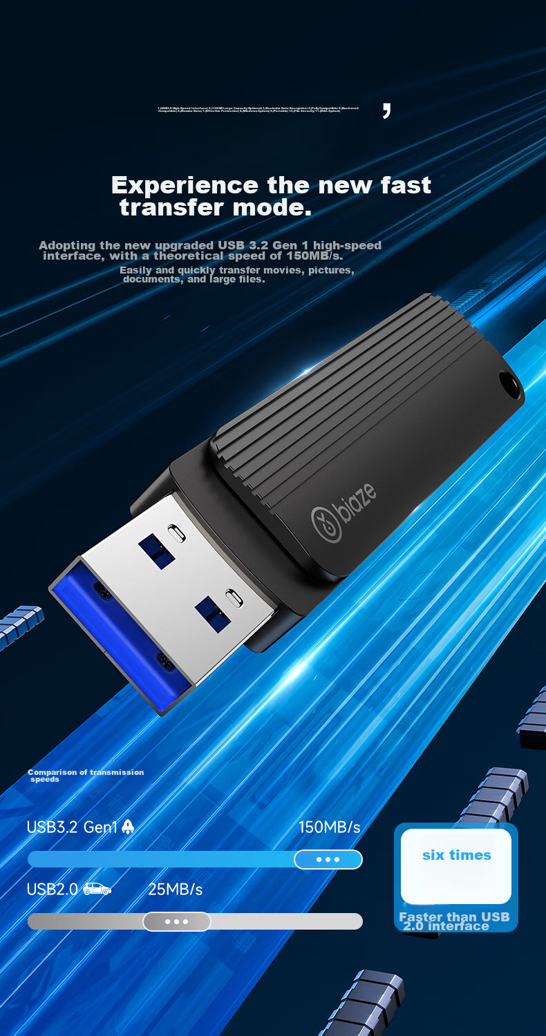 BIAZE 256GB Type-C Dual Interface Phone USB Flash Drive, USB3.2 High-Speed Dual-Purpose USB Drive, Compatible with Android, Apple Phones And Computers, Universal Flash Drive UP-05 5
