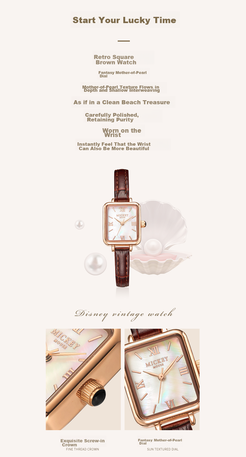Disney Women's Luxury Niche Elegant Small Pin Square Green Watch Birthday Valentine's Gift 3