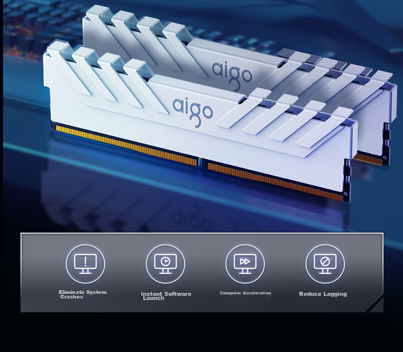 Aigo 32GB (16G×2) Kit DDR4 3600 Desktop Memory Module Hynix CJR Chips Heat Spreader Bar Chengying Black C18 Deepseek Hardware 7